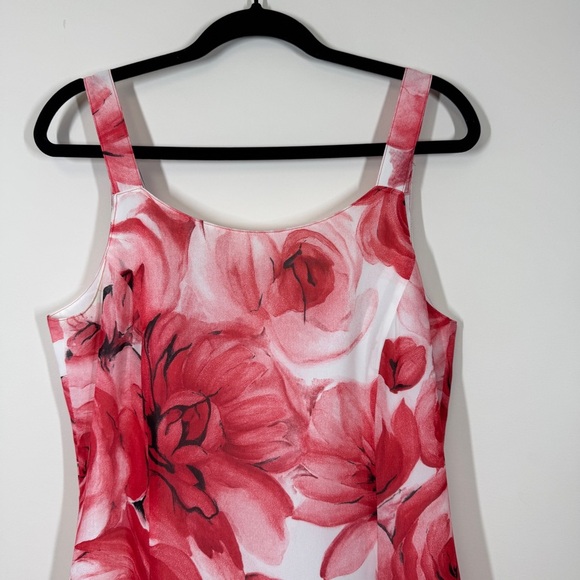 Nienhaus & Lotz Vintage Floral Print Romantic Feminine Red Midi Dress Size Small - Picture 3 of 16